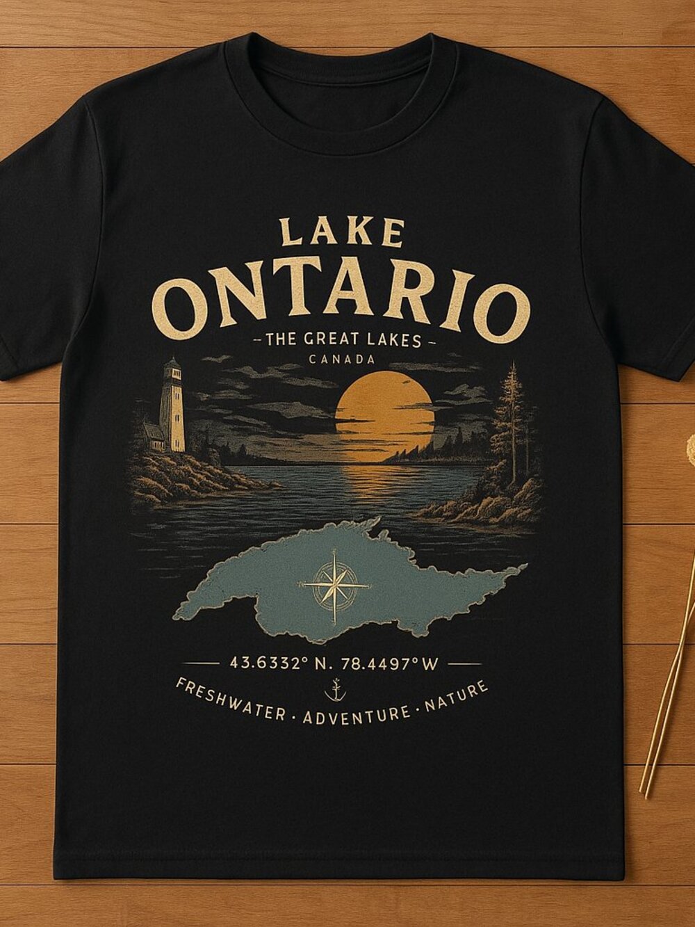 Lake Ontario T-Shirt, Great Lakes Canada Graphic Tee, Ontario Travel Shirt, Lake